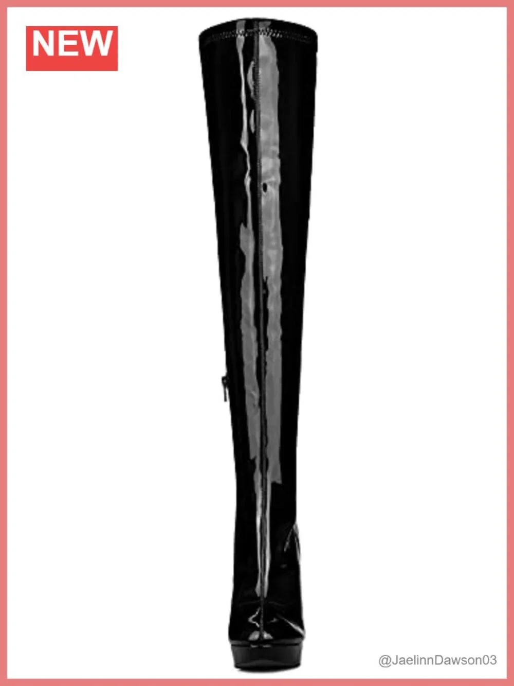 Over Knee Patent Leather Chunky Heel Platform Boots